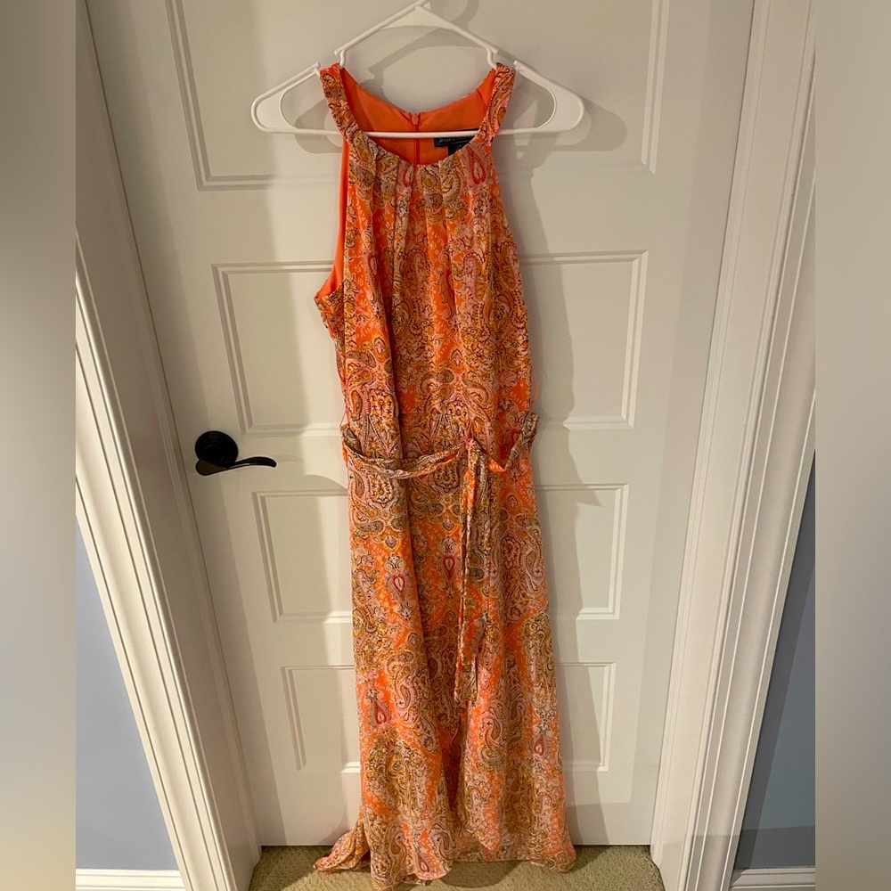 Coral Paisley High Low Maxi Dress